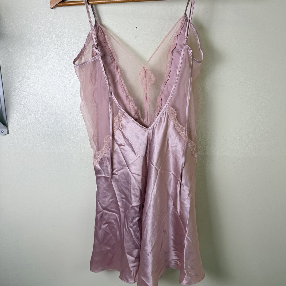 y2k Fredericks of Hollywood pink & black lace satin babydoll lingerie slip Small - Picture 4 of 7
